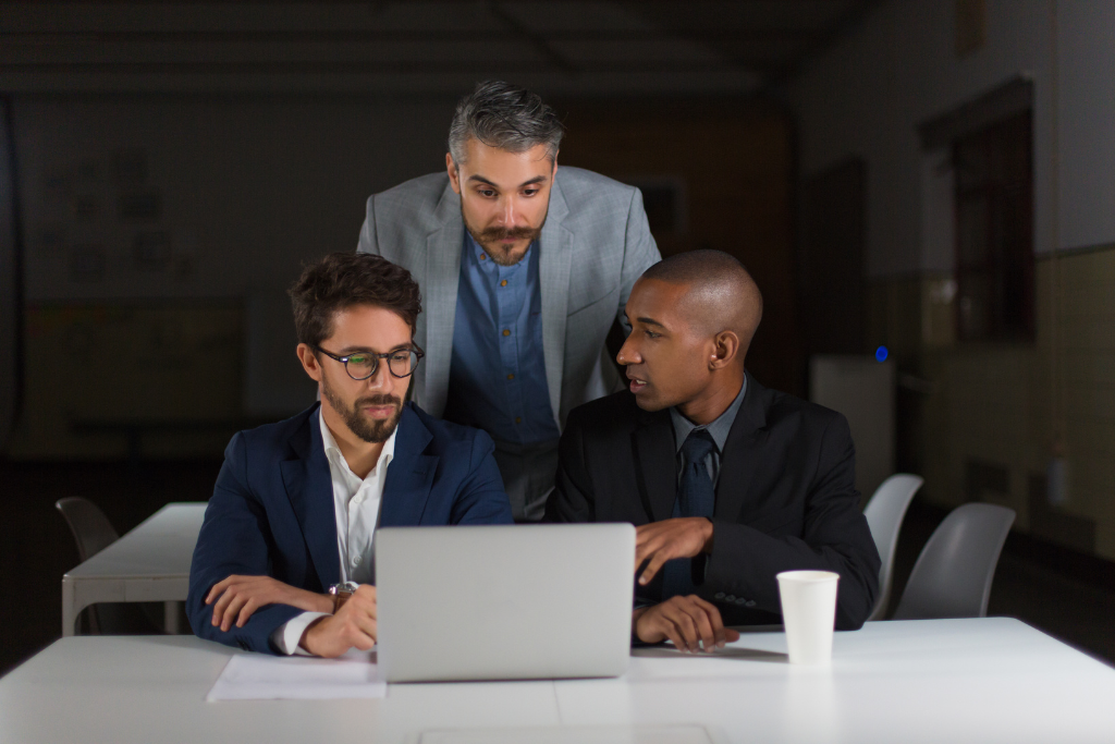 Modern office with a team working